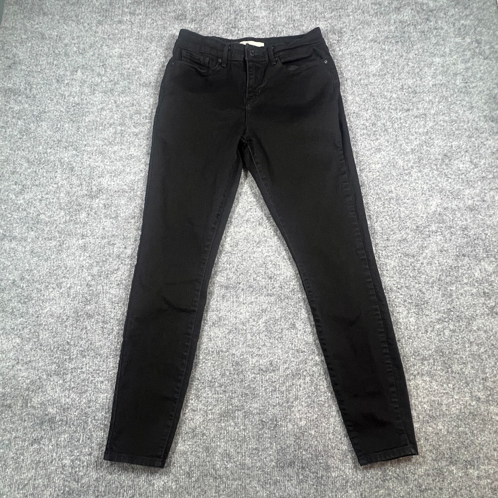 Levi's Mid Rise Skinny Jeans Womens 6 Black Denim Cotton Stretch Zip Fly Casual